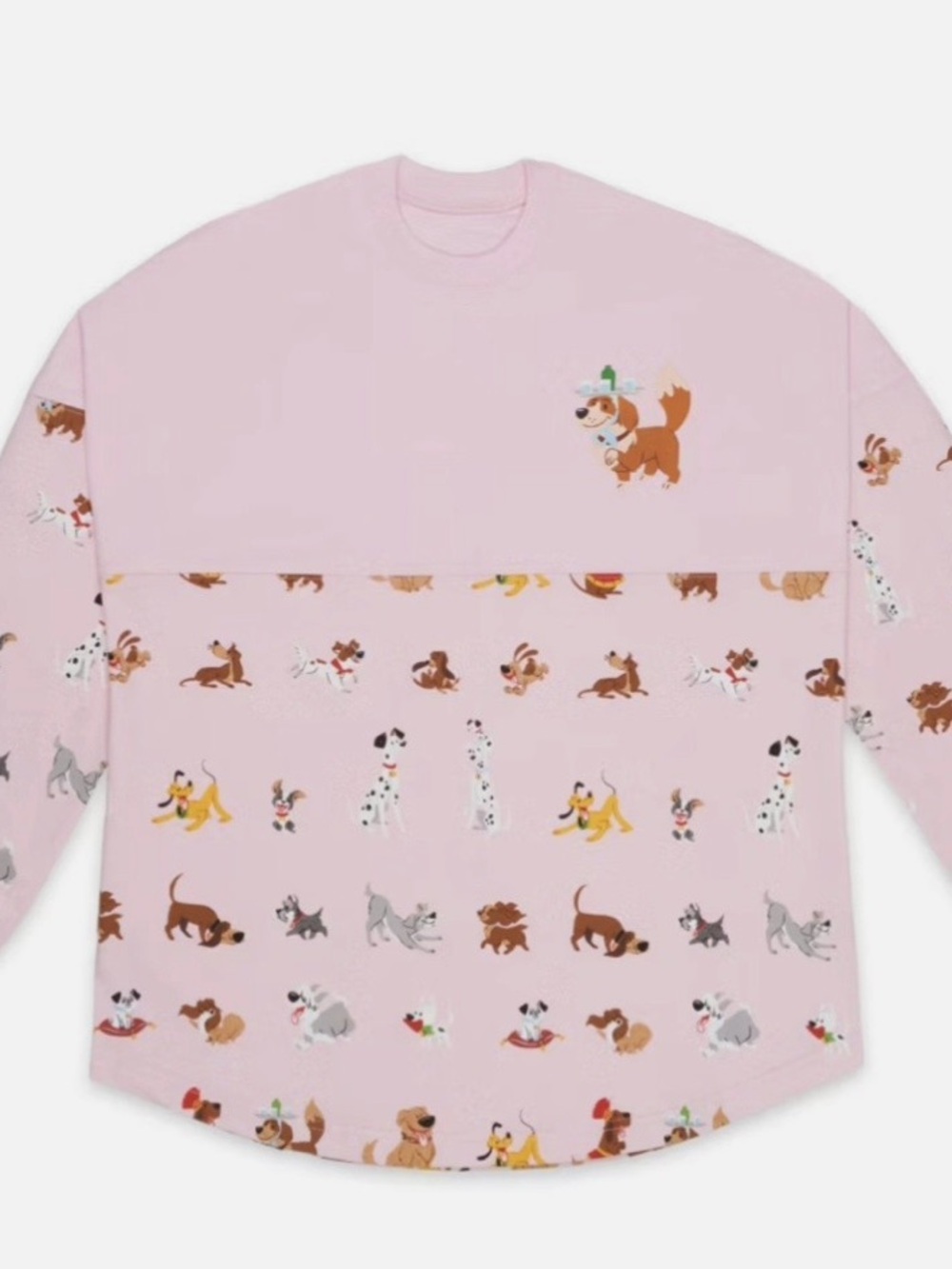 Disney Oversized Pink Dogs Spirit Long Sleeve Jersey SZ XL EUC RARE